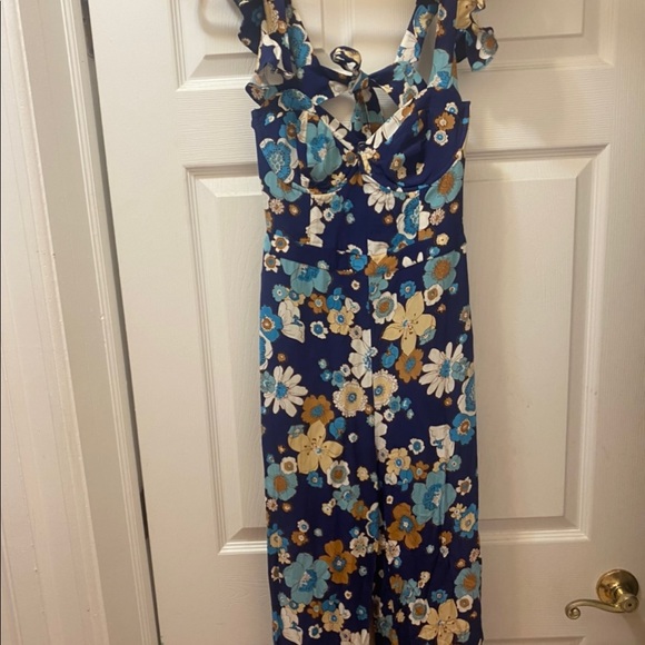For Love And Lemons Magnolia 60s 70s Floral Ruffle Jumpsuit Flower Power M - Picture 7 of 7
